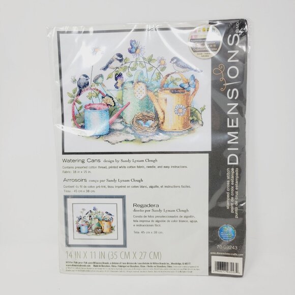 Dimensions WATERING CANS Stamped Cross Stitch Kit 14 x 11 70-03243 - Picture 1 of 3